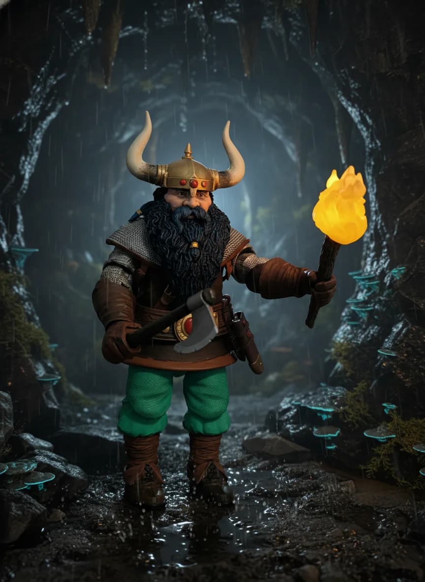 neco dungeon-and-dragons elkhorn - walking cautiously in a dark wet cave by torchlight